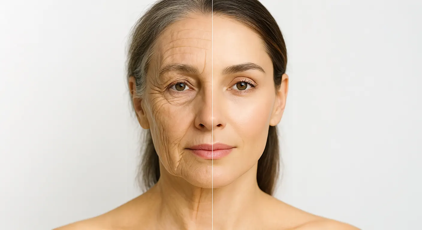 Srovnání pleti před a po užívání mořského kolagenu – zlepšená elasticita, hydratace a hladkost